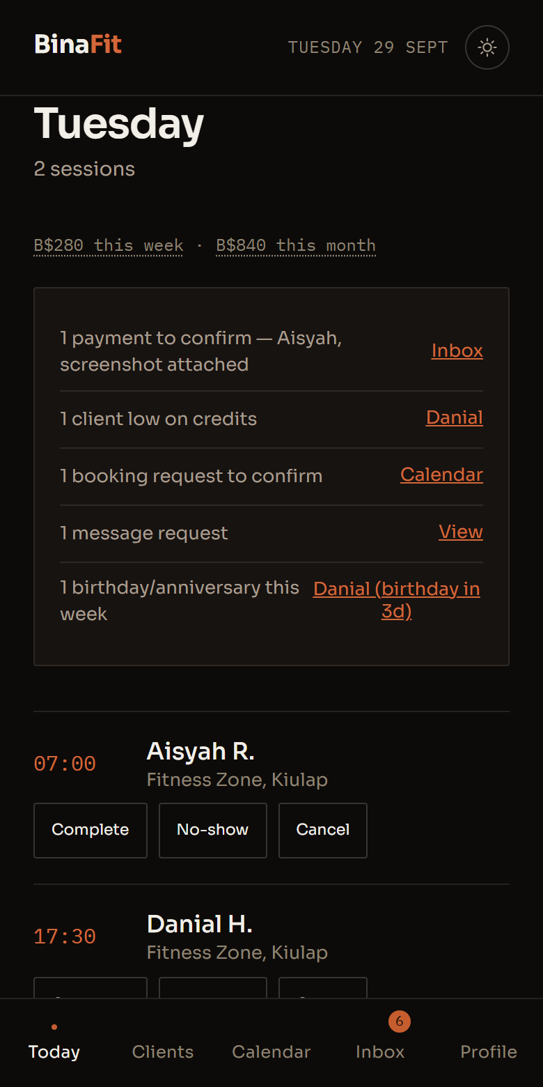 Today in the app, with 3 parts marked